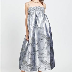 GANNI - Metallic Jacquard Strap Dress (Size 36, US 4-6)  BRAND NEW WITH TAGS